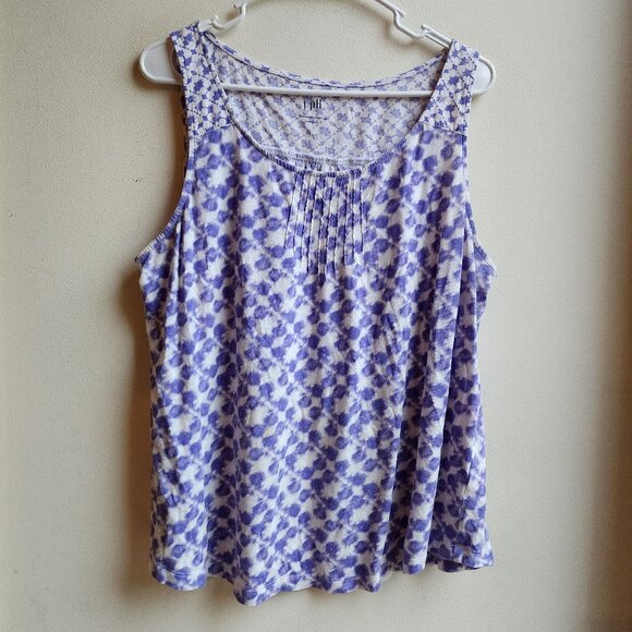 J. Jill Pintucked Batik-Print Tank Top Size Petite Large - Picture 1 of 13